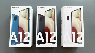 Samsung Galaxy A12 Black, White, Blue unboxing