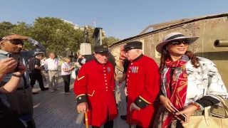 Tank 100 years - WW1 Mark IV tank at Trafalgar Square with WW2 veterans