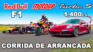 F1 vs Moto GP vs Porsche com 1.400cv: CORRIDA DE ARRANCADA