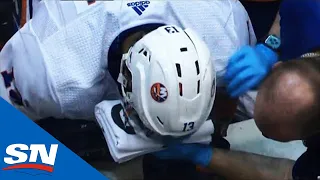 Bad Luck For Mathew Barzal As He Keeps Getting Hit In The Face