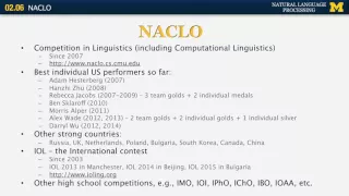 Lecture 13 — NACLO - Natural Language Processing