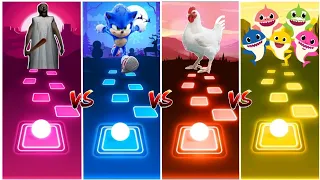 Baby Shark vs Chicken Song vs Sonic vs Granny - Tiles Hop EDM Rush