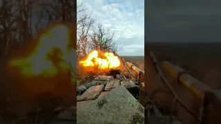 a Russian tank T-72B equipped of a mine roller hit a Ukrainian AT mine