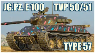 Jg.Pz. E 100, TVP T 50/51 & Type 57 • WoT Blitz Gameplay