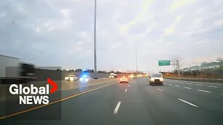 New dashcam video shows wrong-way police chase on Highway 401 that ended in deadly crash