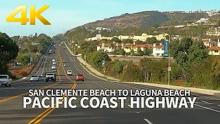 [4K] PACIFIC COAST HIGHWAY - Driving San Clemente Beach to Laguna Beach, Orange County, California