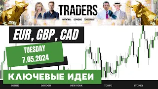 EURUSD, GBPUSD, USDCAD анализ Forex на сегодня 7.05.2024 — узнайте ключевые идеи EURUSD GBPUSD