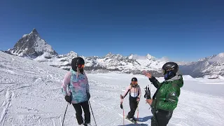 How to ski powder, unpiested snow. Alpine ski school Zermatt.