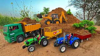 Jcb 5CX Backhoe fully loading sand in mini tractor trolley | Sonalika Rx60 tractor|@MrDevCreators