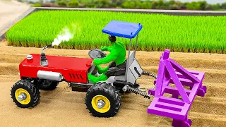 Diy mini tractor plough machine agricultural science project | Tractor working video @sunfarming7533