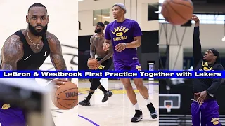 LeBron James & Russell Westbrook FIRST PRACTICE Together With Lakers(Rondo, Dwight, Melo, Deandre)