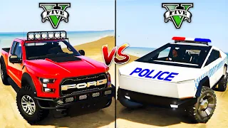 Police Tesla Cybertruck vs Regular Pickup Truck - GTA 5 Car Mods Which is best?
