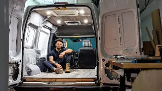 I Built a Living Space in a TINY $3,800 Cargo Van (Part 1 of 2) | Micro Camper Van Build