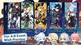 NEW UPDATE! ABOUT BANNERS AND CHRONICLED WISH IN 4.8! Emilie, Navia, Shenhe - Genshin Impact