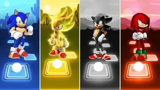 Muscular Sonic 🆚 Knuckles Exe Sonic 🆚 Dark Sonic 🆚 Super Sonic | Sonic Tiles Hop Music Gameplay