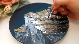 Realistic Mountains with palette knife || easy acrylic painting