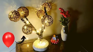 Table Lamp making Idea with Balloon | जूट की रस्सी से टेबल लेम्प बनाएं | Home Decorating Idea