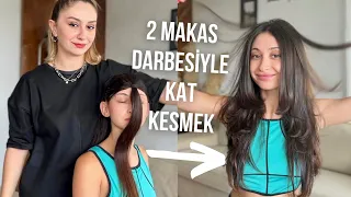 KUZENİMDE DENEDİM 🐣 - Evde Bol Katlı (Butterfly Cut) Saç Kesimi