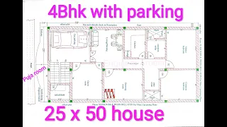 25 x 50 house plan 4Bhk with parking & pujaroom,25 x 50 उत्तर मुखी 4bhk मकान का नक्शा,ghar ka naksha