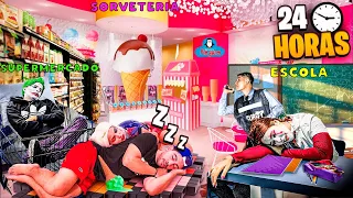 PASSAMOS A NOITE EM UMA CASA DE FESTA, SORVETERIA, SUPERMERCADO, LOJA, ESCOLA, ZOOLÓGICO E OUTROS !!