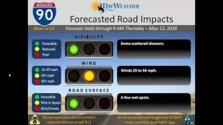 WYDOT Road Impact Forecast for Wednesday, May 11