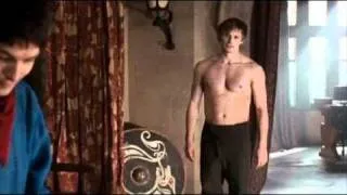 Merlin S3E01 - Epic Bromance Scene With Topless Arthur