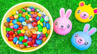 Color Satisfying Video | Rainbow Skittles Candy Mixing ASMR with Squishy Animals & Magic Slime M&M's