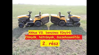 1685. Stiga akkus⚡ vs. Stiga benzines fűnyírótraktor🚜. Előnyök, hátrányok, különbségek. 2. rész