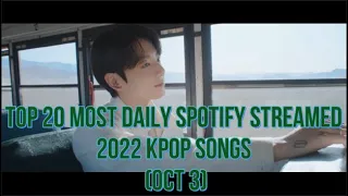 TOP 20 MOST DAILY SPOTIFY STREAMED 2022 KPOP SONGS (OCT 3)