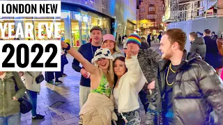 London Walk 2022 | London New Year Evening Walking Tour in Central London Street [4KHDR]