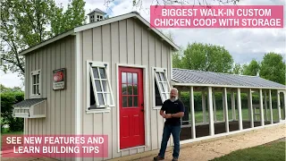 Biggest Walk-In Custom Chicken Coop with Storage | See New Features and Learn Building Tips