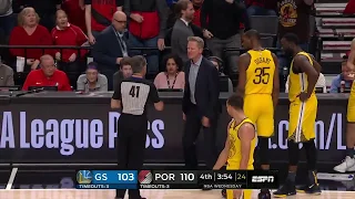 Steve Kerr Ejected vs Portland Trail Blazers