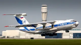 HUGE RUSSIAN CARGO PLANES IN CALGARY! Volga-Dnepr Il-76 and An-124 [4K]