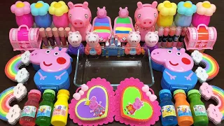 Making Slime with Peppa Pig | Mixing Makeup and Glitter into Slime ASMR #670