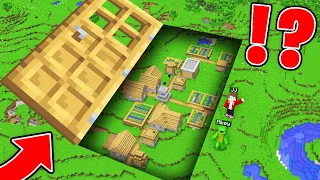 JJ and Mikey Found SECRET VILLAGE under BIGGEST DOOR in Minecraft Maizen!