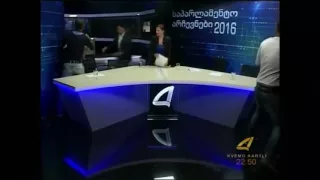 Candidates for Georgia parliament brawl on TV