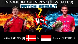 Jonatan christie vs Victor Axelsen Indonesia vs denmark l Indonesia Open 2021 l match result #bwf