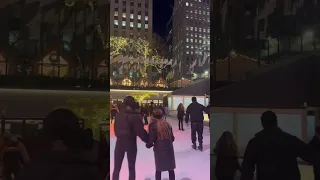 ice skating in Rockefeller Center NYC #shorts #christmas #xmas #travel #newyork #vacation #nyc ￼