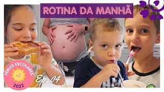 ROTINA DA MANHÃ GRÁVIDA COM TRÊS FILHOS - ROTINA DE FÉRIAS - FLÁVIA CALINA