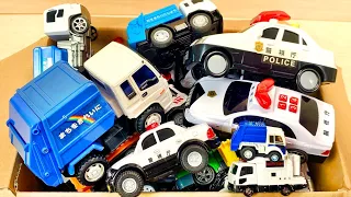 Police cars ＆ garbage trucks (minicars) run on a slope. Car toy emergency running! Siren and Tomica