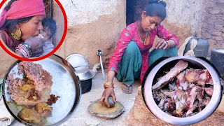 Dharme brother having breakfast & daughter cooking buff curry for lunch