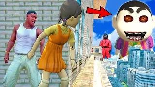 Franklin and Shinchan & Pinchan play HIDE AND KILL with Squid Game Doll In GTA 5