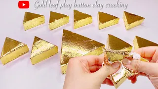 【ASMR】🌟金の再生ボタン金箔クレイクラッキング▶️【音フェチ】Gold leaf play button clay cracking 금박 플레이 버튼 클레이 크래킹