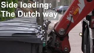 DAF CF 340 FAN side loading garbage truck in action