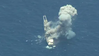 Harpoon/Torpedo Shot at ex-USS Racine during RIMPAC 2018