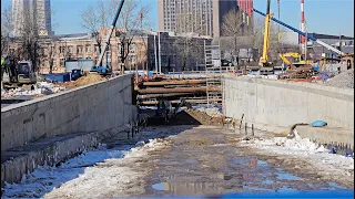 Строительство автодороги между улицами Складочная и Двинцев (март 2024)