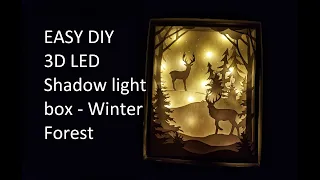 3D Shadow paper cut picture - winter fairy forest - LED light box - DIY