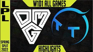 OMG vs TT Highlights ALL GAMES | LPL Spring 2022 W1D1 | Oh My God vs Thunder Talk Gaming