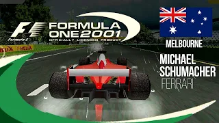 F1 2001 ps1 gameplay: Melbourne - Michael Schumacher (Rain - Expert)