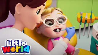 Visiting the Dentist | Little World | Kids Cartoon Show | Toddler Songs | Healthy Habits for kids